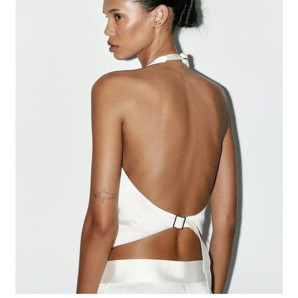 Elegant White Women's pants and vest satin - Picture 3 of 3